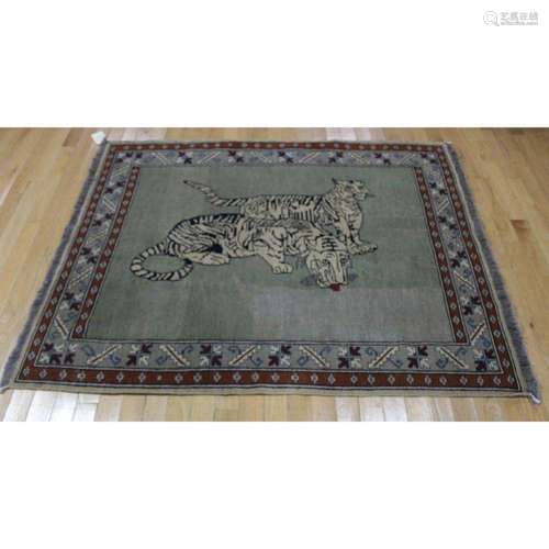 Vintage And Finely Hand Woven Carpet / Tapestry