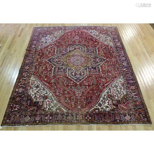 Antique And Finely Hand Woven Heriz Carpet.