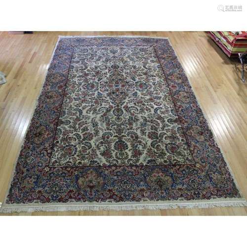 Vintage And Finely Hand Woven Kerman Carpet.