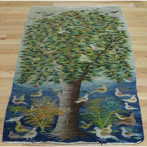 Unsigned Midcentury Tree Of Life Tapestry.