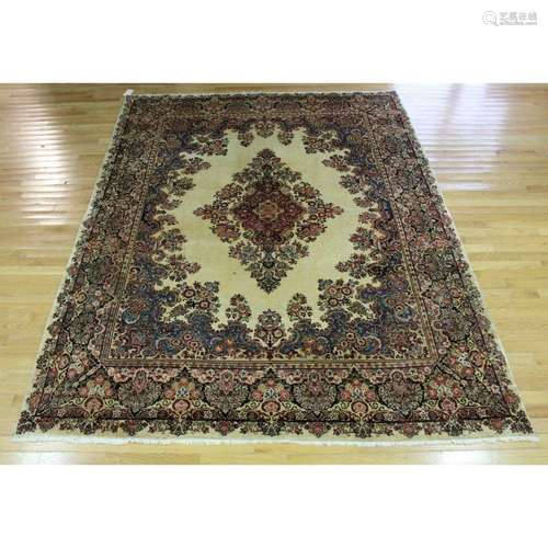 Vintage And Finely Hand Woven Kirman Carpet.