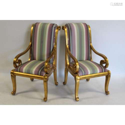 A Vintage Pr Of Classical Style Giltwood Chairs.
