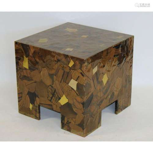 Vintage D. K. Jordan Mixed Metal Cube Table.