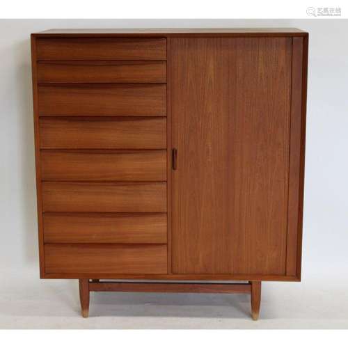 Falster Danish Modern Teak Tambour Door Cabinet