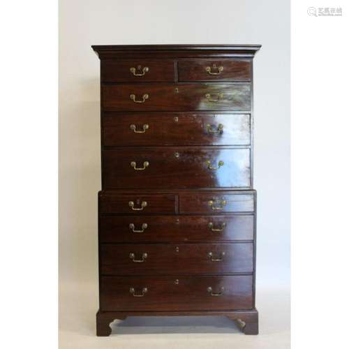 19th Century Mahogany Chest On Chest.