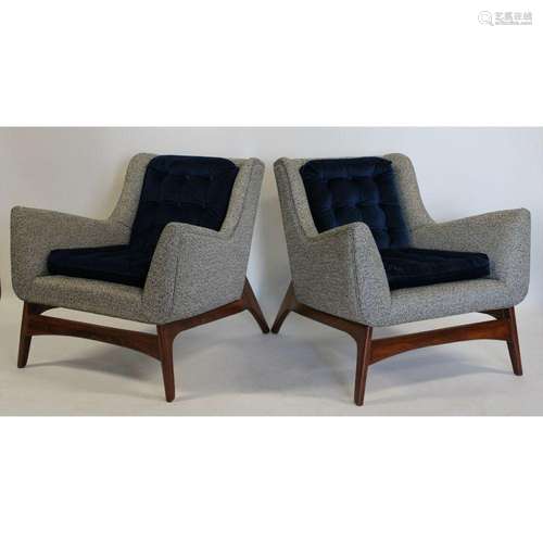 A Midcentury Style Pair Of Upholstered Armchairs