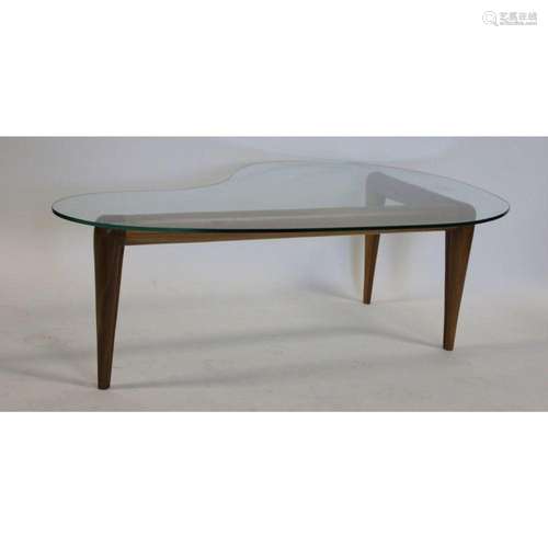 Vintage Glass Top Midcentury Style Table.