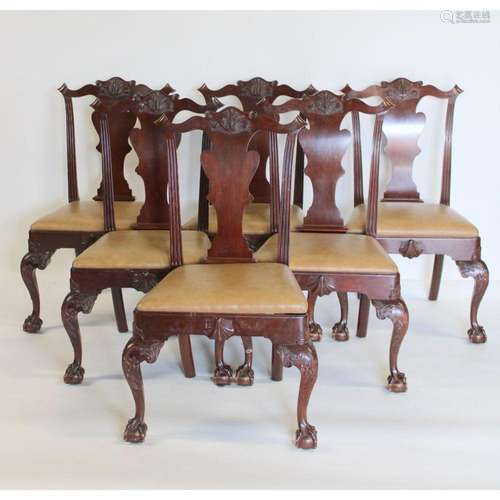 6 Antique Chippendale Style Mahogany Chairs