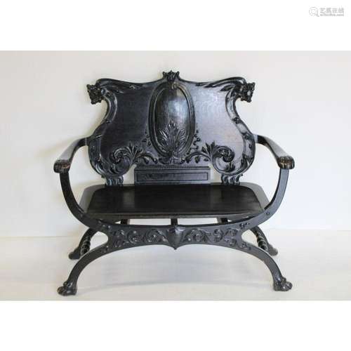 Victorian Carved Settee With Griffin Heads &