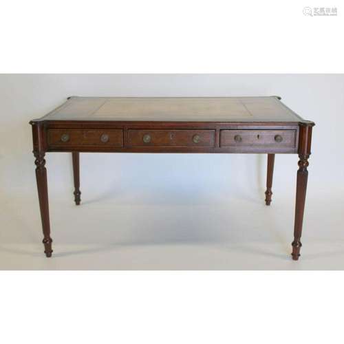 Antique Mahogany Leathertop Partners Desk.