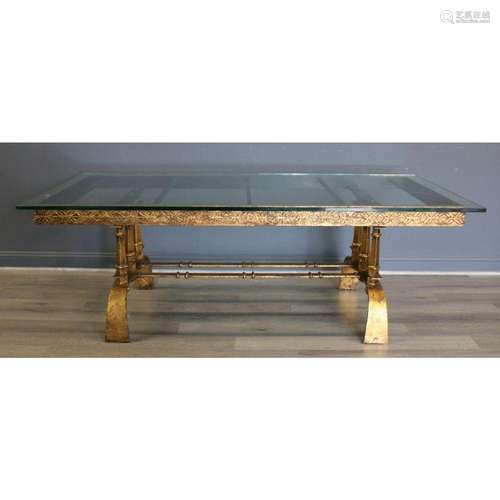 Impressive Midcentury Gilt Iron Table.