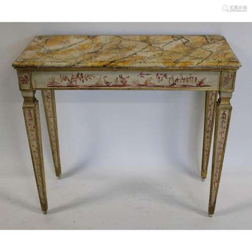 Antique Faux Finished Italian Style Wood Console