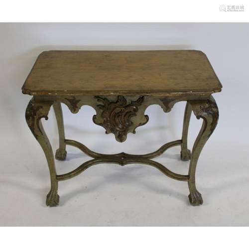 Antique Carved Console, Painted & Raised On Claw