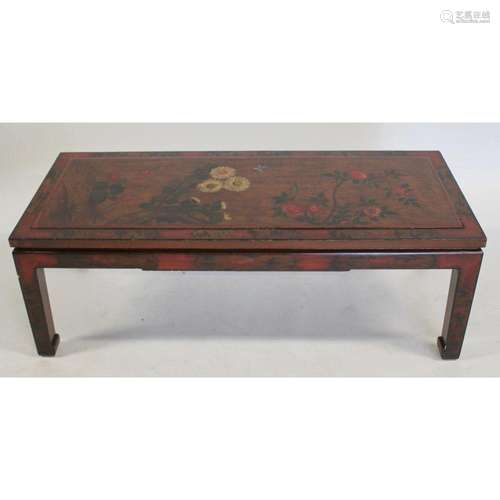 Antique Asian Lacquered & Paint Decorated Coffee