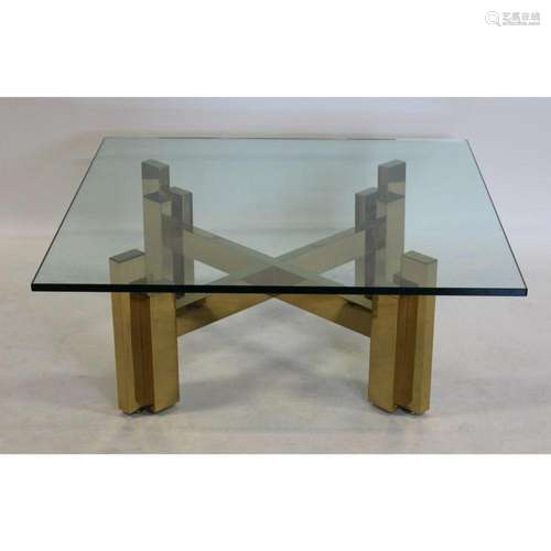 Vintage Brass Midcentury Style Coffee Table.