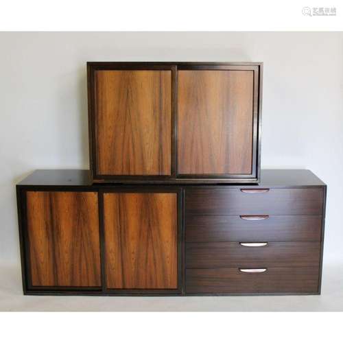 2 Midcentury Harvey Prober Rosewood Cabinets.