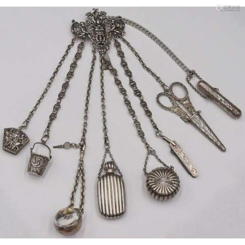 SILVER. Antique English Silver Chatelaine.