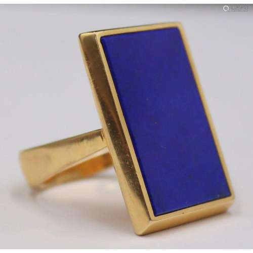 JEWELRY. Signed 18kt Gold and Lapis Lazulis Ring.