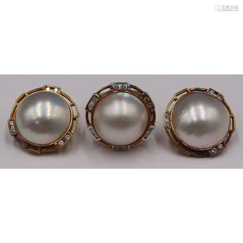 JEWELRY. 14kt Gold, Mabe Pearl and Diamond Suite.