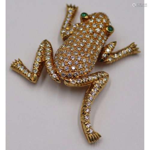 JEWELRY. Signed 18kt Gold, Diamonds and Gem Frog