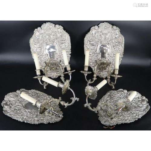 SILVER. (2) Pair of English Silver Sconces.