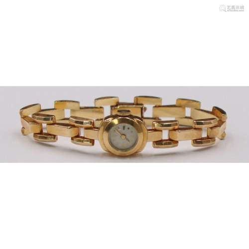 JEWELRY. Vintage 14kt Yellow Gold Bracelet Watch.