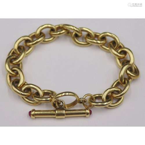 JEWELRY. 18kt Gold Link Bracelet with Toggle Clasp