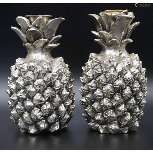 SILVERPLATE. Pair of Verdura Silverplate Pineapple