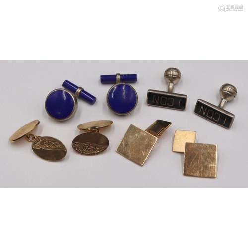 JEWELRY. Men s Gold and Silver Cufflink Grouping.