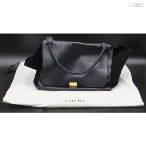COUTURE. Celine Leather and Suede Trapeze Purse.