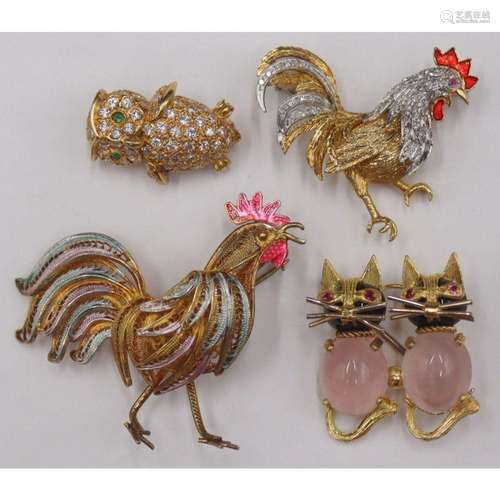 JEWELRY. Gold, Diamond and Colored Gem Figural