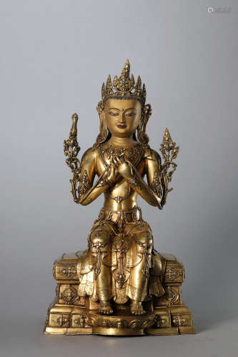 A Copper Figure of Manjushri, Tibet,Qing dynasty