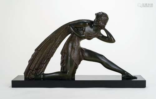 Demeter CHIPARUS (1886 – 1947) Danseuse drapée Bronze double...