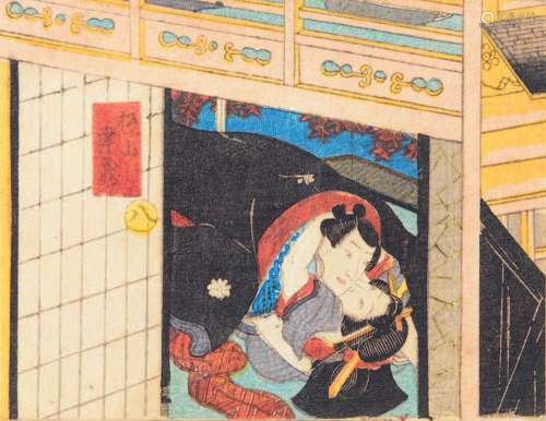 Ensemble de trois shunga, Koban yoko-e :IKEDA EISEN (1790-18...