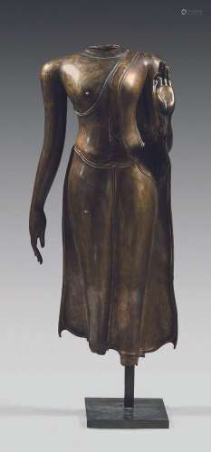 THAILANDE - XIXe siècle Corps de bouddha en bronze le bras g...