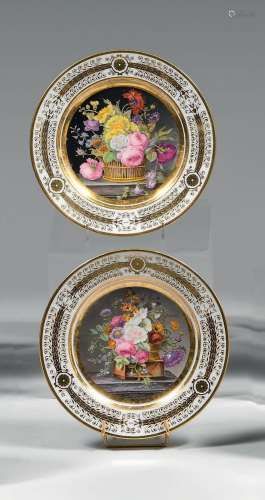 Deux assiettes en porcelaine de Sèvres du début du XIXe sièc...