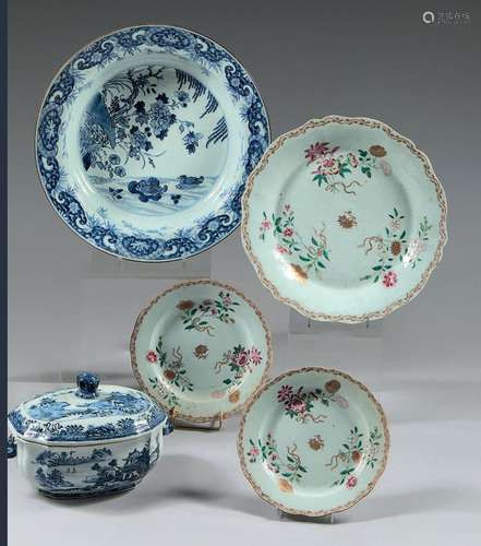 CHINE de COMMANDE Grand plat creux circulaire en porcelaine ...