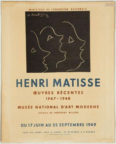 Henri Matisse, Exhibition poster for Musee Nationale d Art M...