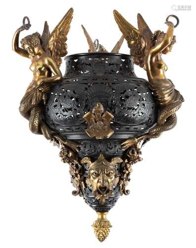 19th Century Parcel Gilt Hanging Lantern