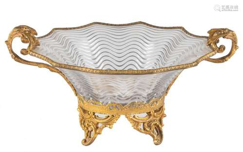 19th Century Gilt Bronze and Crystal Centerpiece