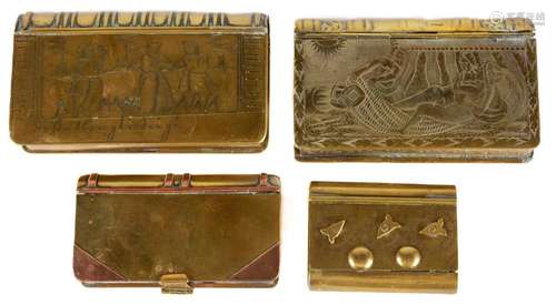 (4) Dutch Brass Tobacco Boxes