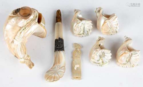 19th Century Carved Mother of Pearl Table Napkin Rings, Ink ...