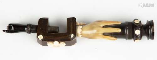 19th Century Carved Horn Sewing Clamp