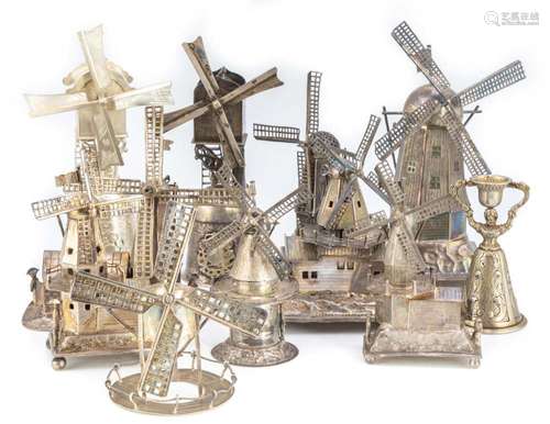 Group of Dutch Silver Windmill Whimseys