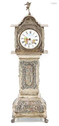 Dutch Silver Cabinet Grandfather Clock