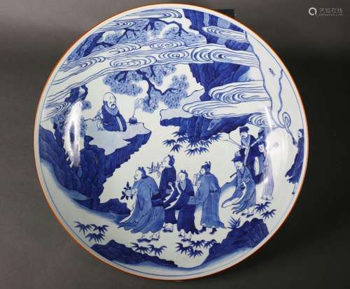 A blue and white figure porcelain plate