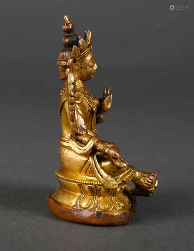 A gilding copper green tara statue