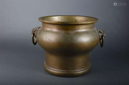 A copper censer with beast-shaped ears