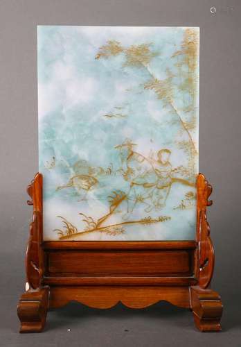 A jadeite gilt figure screen