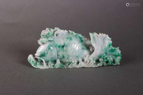 A jadeite gold fish ornament